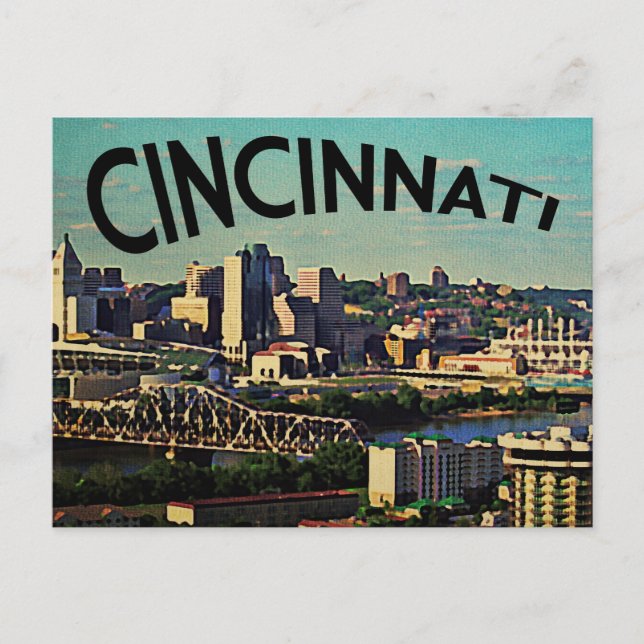 Vintage Cincinnati Skyline Vykort (Framsida)