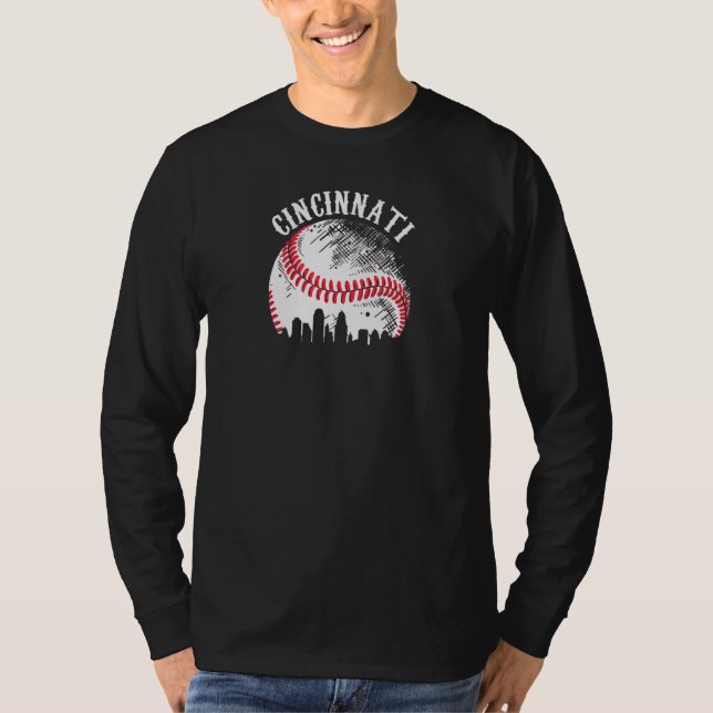 Vintage Cincinnati Stadens Baseboll Hos T Shirt (Framsida)