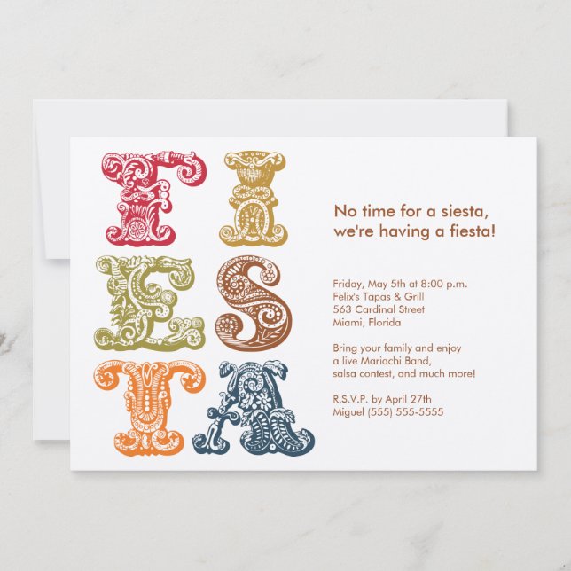 Vintage Cinco de Mayo Fiesta-inbjudan Inbjudningar (Framsida)