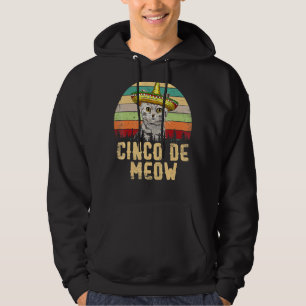 Vintage Cinco De Meow Mexico Mayo Cats Cinco De Mo Hoodie