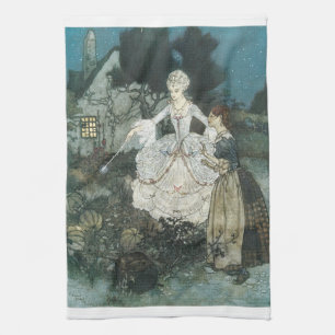 Vintage Cinderella Fairy Godmor av Edmund Dulac Kökshandduk