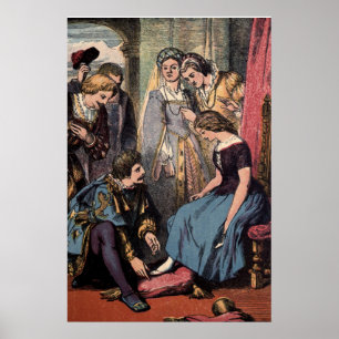 Vintage Cinderella som passar glaset Poster