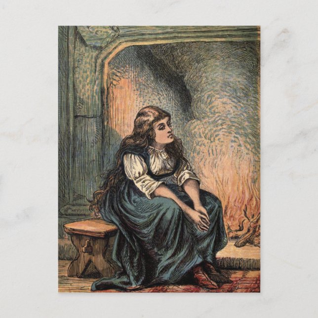 Vintage Cinderella Teckning Vykort (Framsida)