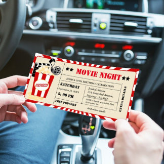 Vintage Cinema Movie Biljett Födelsedagsfest Inbjudningar