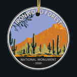 Vintage Circle för det nationella minnesmärket för Julgransprydnad Keramik<br><div class="desc">Konstruktion av vektorbilder från Ironwood Forest. Parken ligger i Sonoran Desert of Arizona.</div>