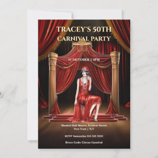 Vintage Circus 50th Birthday Invitation Inbjudningar