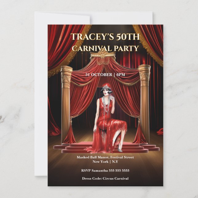 Vintage Circus 50th Birthday Invitation Inbjudningar (Framsida)