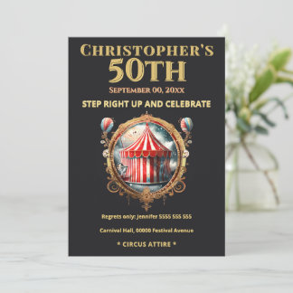 Vintage Circus 50th Birthday Invitation Inbjudningar