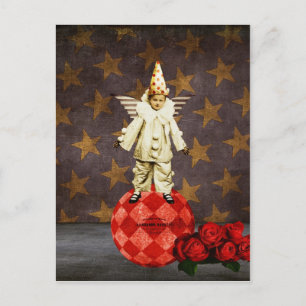 Vintage Circus Angel Clown Vykort
