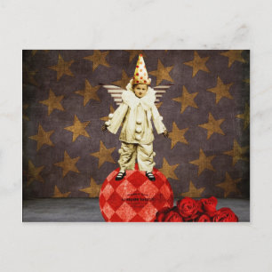 Vintage Circus Angel Clown Vykort