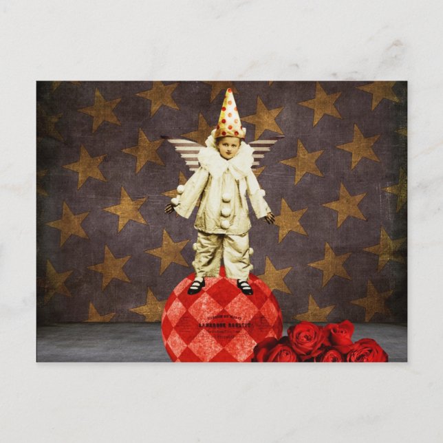 Vintage Circus Angel Clown Vykort (Framsida)