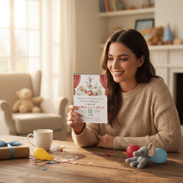 Vintage Circus Animals 2nd Birthday Invite Inbjudningar