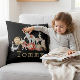 Vintage Circus Animals Watercolor Boys Room Decor  Kudde