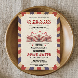 Vintage Circus Baby Shower Biljett Carnival Themme Inbjudningar