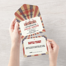 Vintage Circus Baby Shower Biljett Diaper Raffle