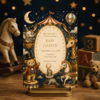Vintage Circus Baby Shower Inbjudan | Whimsical