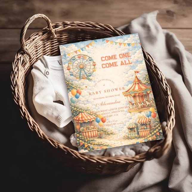 Vintage Circus Baby Shower Inbjudningar (Skapare uppladdad)