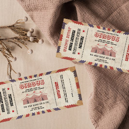 Vintage Circus Babyskare Biljett Karnival Tema Inbjudningar