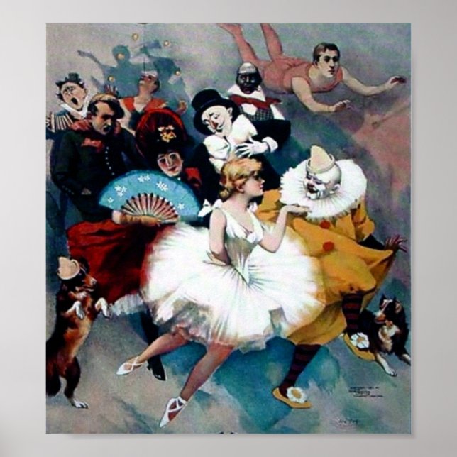 Vintage Circus Ballerina Clown poster (Framsidan)