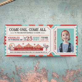Vintage Circus Carnival Biljett Photo Birthday Inbjudningar