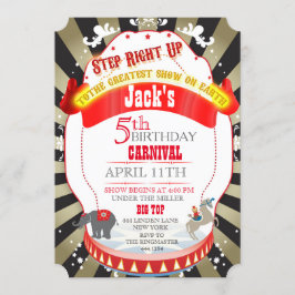 Vintage Circus Carnival Birthday Inbjudningar