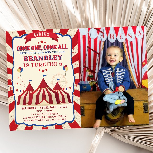 Vintage Circus Carnival Birthday Photo Inbjudningar (Skapare uppladdad)