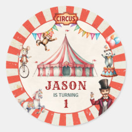 Vintage Circus Carnival Birthday Runt Klistermärke