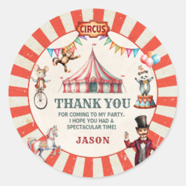 Vintage Circus Carnival Birthday Runt Klistermärke