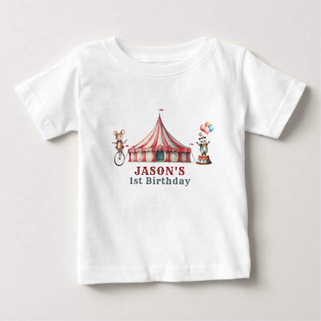 Vintage Circus Carnival Birthday T Shirt (Framsida)