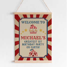 Vintage Circus Carnival Birthday Välkomstskylt Poster