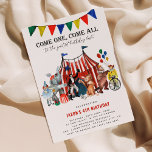 Vintage Circus Carnival Festival Show Kid Birthday Inbjudningar<br><div class="desc">Förvandla ditt barns födelsedagskalender till ett bländande cirkusskåp med vår inbjudan till Circus Barns födelsedag! Med moderna illustrationer av vintagen gör dessa redigerbara inbjudningar det enkelt att anpassa sig till alla åldrar och gender. Perfekt för karneval och festivaltematiska födelsedagar,  din party blir en för århundradena!</div>