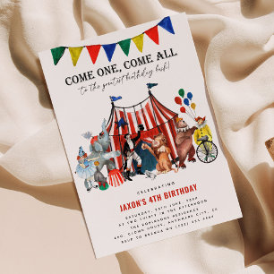 Vintage Circus Carnival Festival Show Kid Birthday Inbjudningar