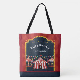 Vintage Circus Carnival Grattis på födelsedagen Tygkasse