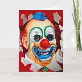Vintage Circus Clown Birthday Card Helgkort