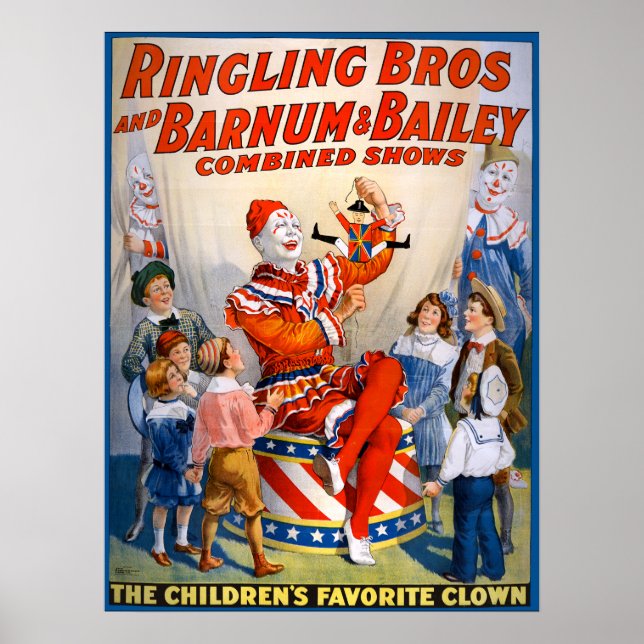 Vintage Circus Clown Show Poster (Framsidan)