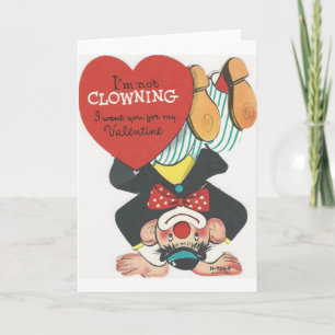 Vintage Circus Clown Valentine Helgkort