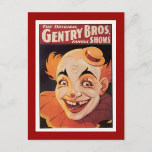 Vintage Circus Clown Vykort
