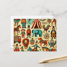 Vintage Circus Collage Vykort