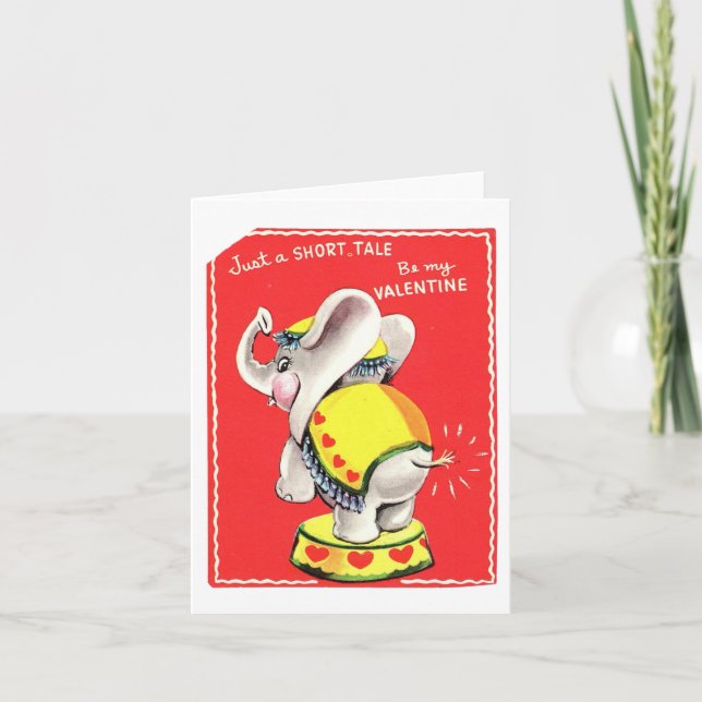 Vintage Circus Elephant Valentine Kort (Framsida)