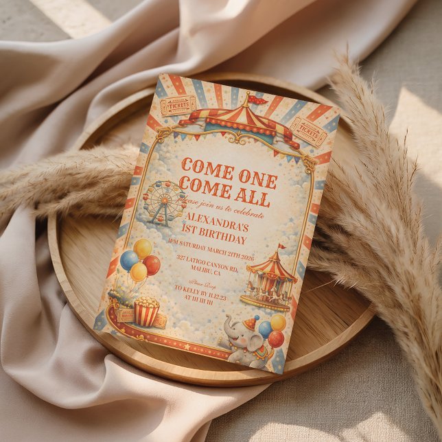 Vintage Circus Fairytale Birthday Inbjudningar (Skapare uppladdad)