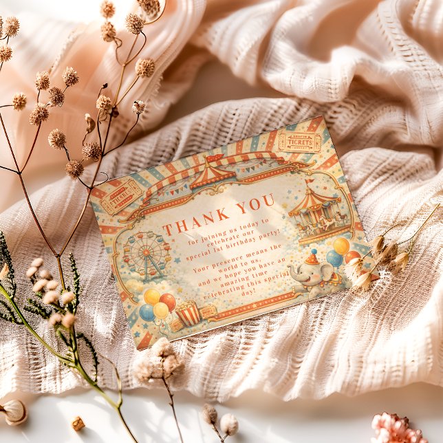 Vintage Circus Fairytale Birthday Tack Kort (Skapare uppladdad)