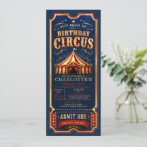 Vintage Circus Födelsedagsbiljett Admit One