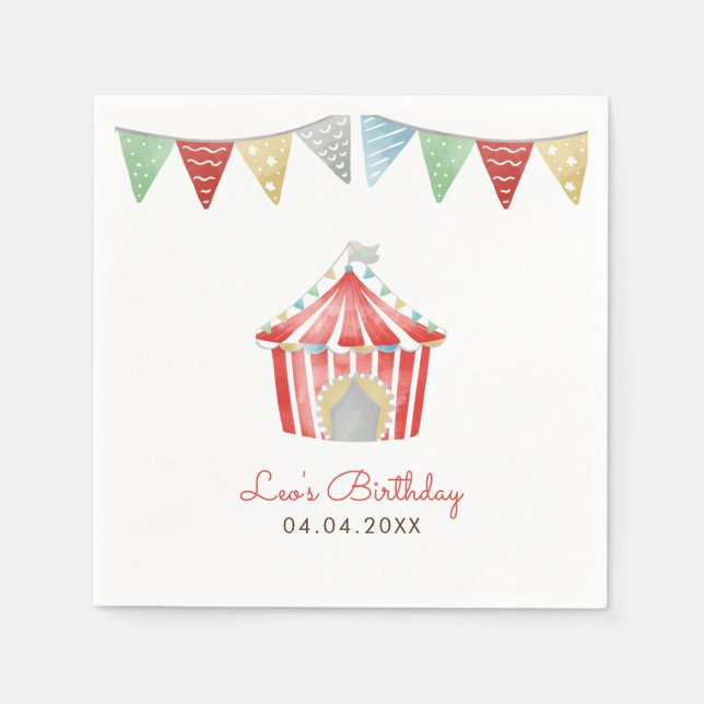 Vintage Circus-Födelsedagsfest Pappersservett (Framsidan)