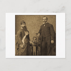 Vintage Circus-Freaken Beared Dam Vykort
