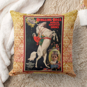 Vintage Circus Horse Act Poster Kudde
