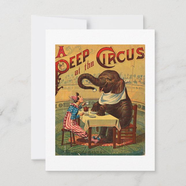 Vintage Circus Illustration Art Gamla antiken Kort (Framsida)