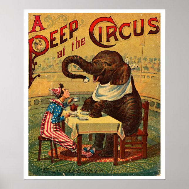 Vintage Circus Illustration Art Gamla antiken Poster (Framsidan)