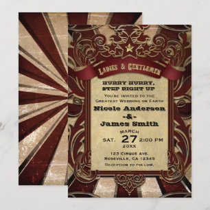 Vintage Circus Karneval Elegant Showtime Bröllop Inbjudningar