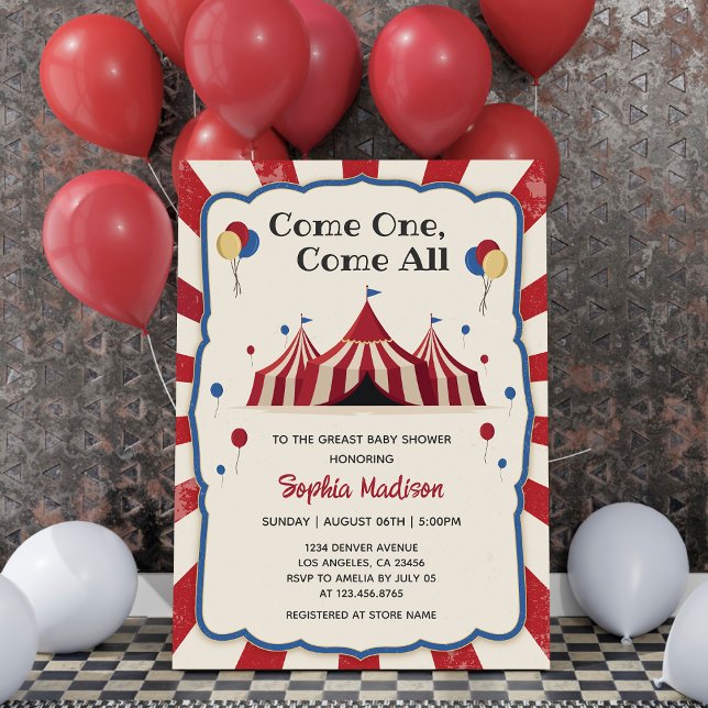 Vintage Circus Karnival babydusch Inbjudningar (Skapare uppladdad)