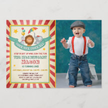 Vintage Circus karnival-födelsedagsinbjudan